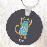 Monster Nigel Aangepaste Naam Sleutelhanger<br><div class="desc">Een schattig klein monster,  perfect voor een feestje voor een tas,  of voor Halloween,  of een andere dag! Personaliseer door de naam te veranderen of te verwijderen.</div>