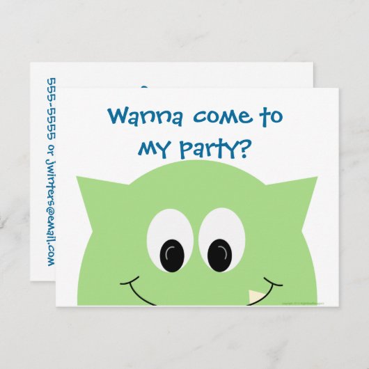 Monster nodigt 4.25x5.25 uit kaart (Voorkant / Achterkant)