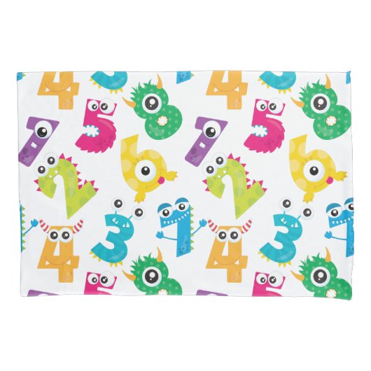 Monster Numbers Patroon Geel Wit Stippen Kussensloop (Voorkant)