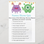 Monster Nursery Rhyme Quiz baby shower game (Voorkant)