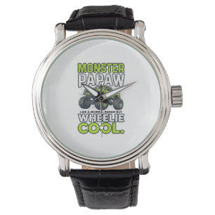 Monster opa Wheelie Cool Grappige Monster Truck On Horloge