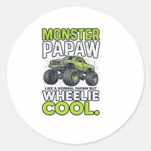 Monster opa Wheelie Cool Grappige Monster Truck On Ronde Sticker