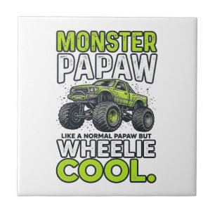 Monster opa Wheelie Cool Grappige Monster Truck On Tegeltje