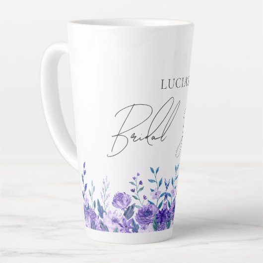 Monster Paarse bloementuin bruidsgunsten Latte Mok (Linkerhoek)