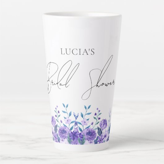 Monster Paarse bloementuin bruidsgunsten Latte Mok (Voorkant)