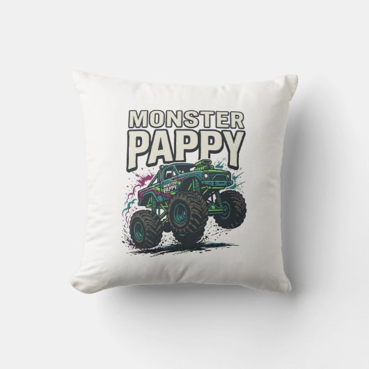 Monster Pappy Monster Truck Oude Vector Ontwerp_ Kussen (Voorkant)