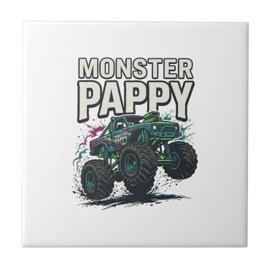 Monster Pappy Monster Truck Oude Vector Ontwerp_ Tegeltje (Voorkant)