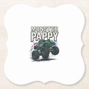 Monster Pappy Monster Truck Ouderwetse Vector Ontw Kartonnen Onderzetters