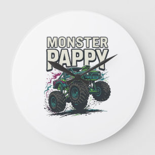 Monster Pappy Monstertruck Vintage Vectorontwerp_ Grote Klok