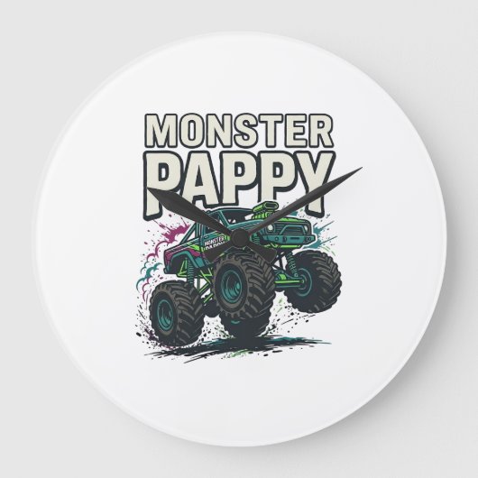 Monster Pappy Monstertruck Vintage Vectorontwerp_ Grote Klok (Voorkant)
