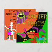 Monster Party Gepersonaliseerd Birthday-uitnodigin Kaart (Voorkant / Achterkant)