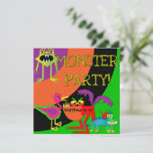 Monster Party Gepersonaliseerd Birthday-uitnodigin Kaart (Staand voorkant)