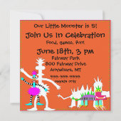 Monster Party Gepersonaliseerd Birthday-uitnodigin Kaart (Achterkant)