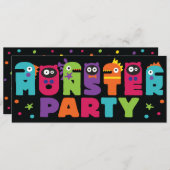 Monster Party Invitation Kaart (Voorkant / Achterkant)