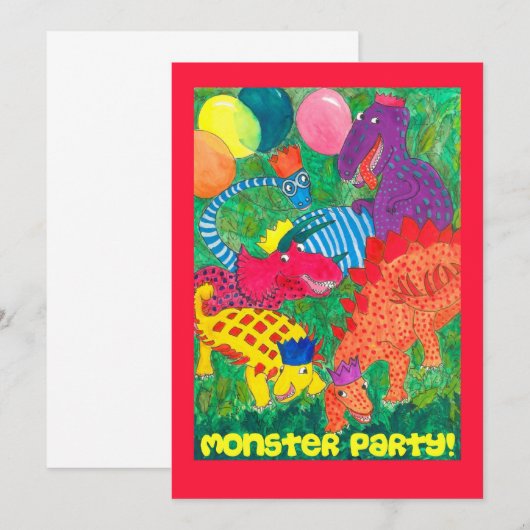 Monster Party Invitation Kaart (Voorkant / Achterkant)