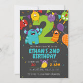 Monster Party Invitation, Monster Boy Kaart (Voorkant)