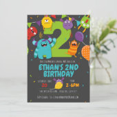 Monster Party Invitation, Monster Boy Kaart (Staand voorkant)