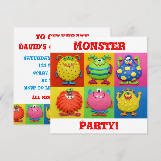 Monster Party Kaart (Voorkant / Achterkant)