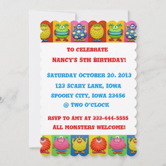 Monster Party Kaart (Achterkant)