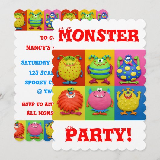 Monster Party Kaart (Voorkant / Achterkant)