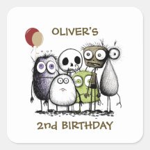 Monster Party Kinder Uitnodigingsenvelop Zegel