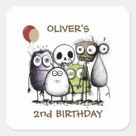 Monster Party Kinder Uitnodigingsenvelop Zegel