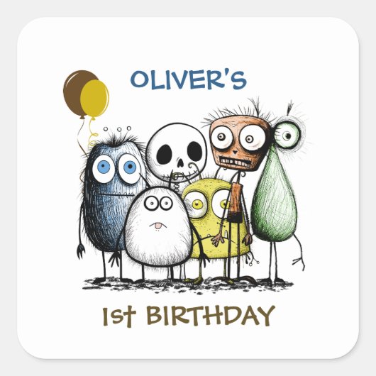 Monster Party Kinder Uitnodigingsenvelop Zegel (Voorkant)