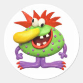 Monster Party Ronde Sticker (Voorkant)