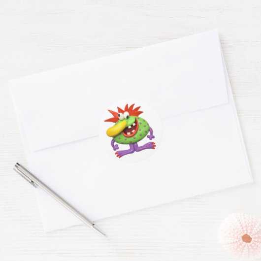Monster Party Ronde Sticker (Envelop)