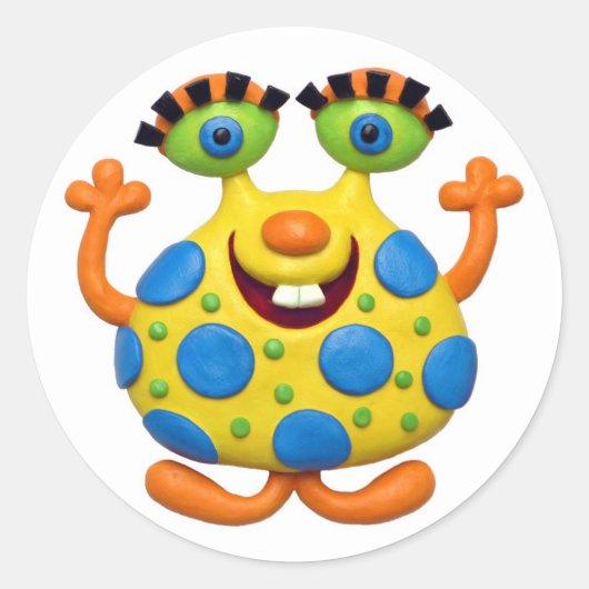 Monster Party Ronde Sticker (Voorkant)