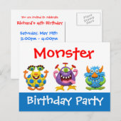 Monster Party Uitnodiging Briefkaart (Voorkant / Achterkant)
