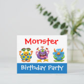 Monster Party Uitnodiging Briefkaart (Staand voorkant)