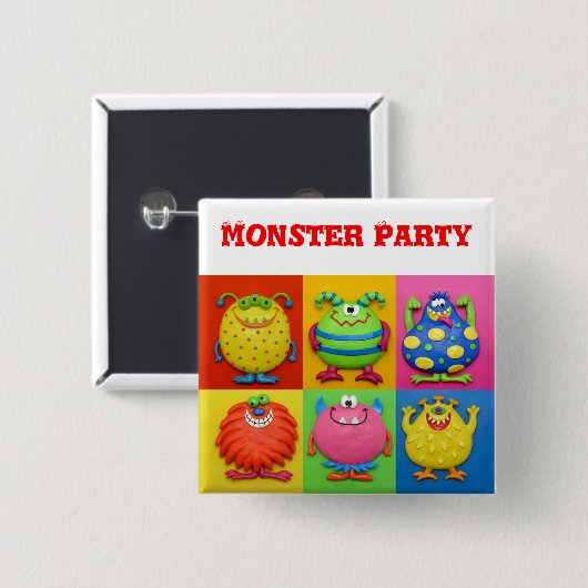 Monster Party Vierkante Button 5,1 Cm (Voorkant /achterkant)