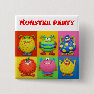 Monster Party Vierkante Button 5,1 Cm