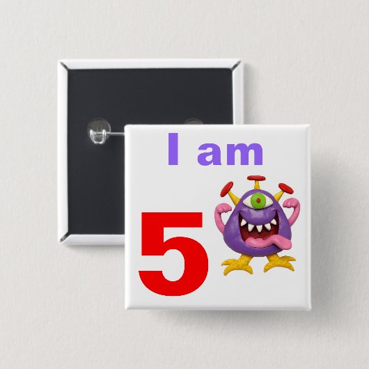 Monster Party Vierkante Button 5,1 Cm (Voorkant /achterkant)