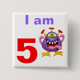 Monster Party Vierkante Button 5,1 Cm