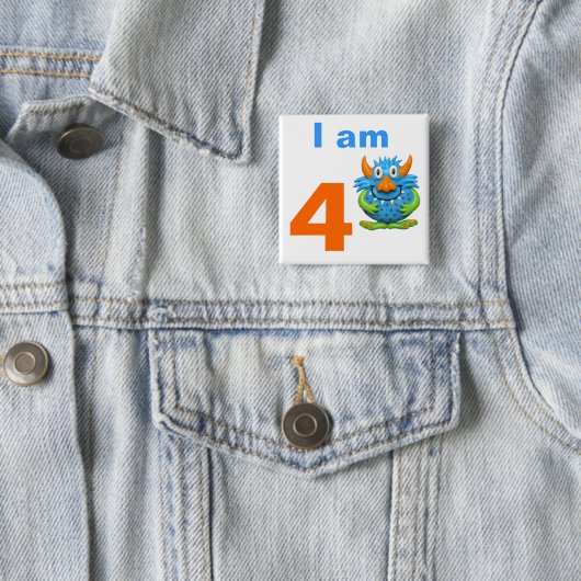 Monster Party Vierkante Button 5,1 Cm (In situ)