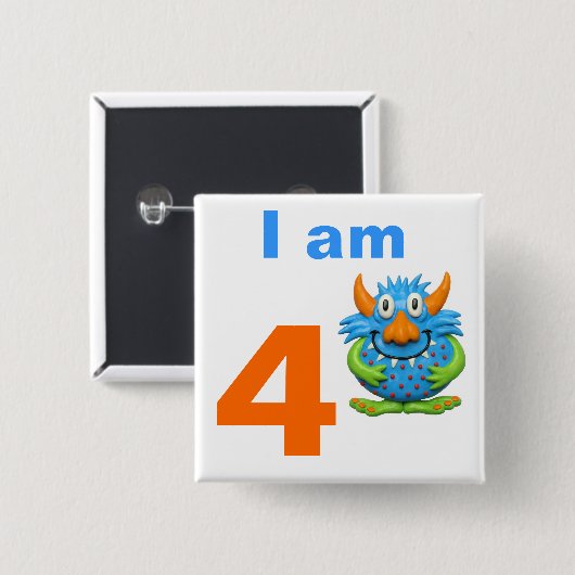 Monster Party Vierkante Button 5,1 Cm (Voorkant /achterkant)