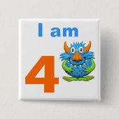 Monster Party Vierkante Button 5,1 Cm (Voorkant)