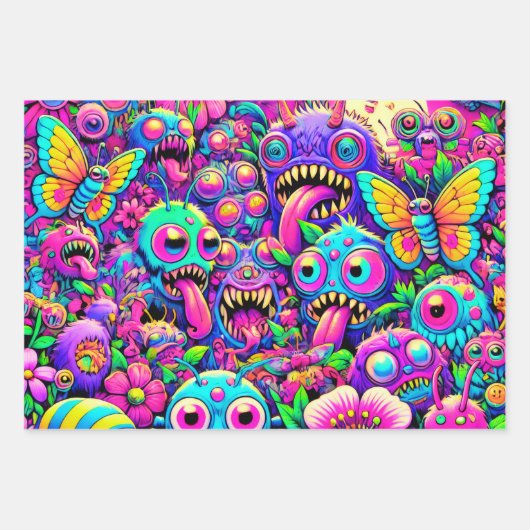 Monster Party Wrapping Paper (Voorkant)