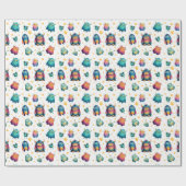 Monster Pattern Whimsical Kinderen Verjaardagsfees Cadeaupapier (Vlak)