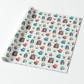 Monster Pattern Whimsical Kinderen Verjaardagsfees Cadeaupapier (Uitgerold)