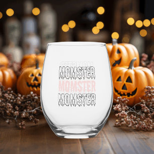 Monster Pink Halloween Schattige en spookachtig Wijnglas Zonder Voet