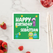 Monster plezier een jaar oude verjaardag gepersona servet (Insitu)