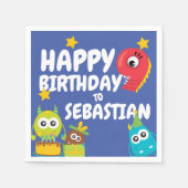 Monster plezier negen jaar oude verjaardag geperso servet (Voorkant)