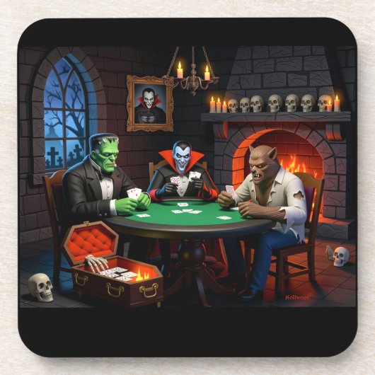 Monster Poker Halloween Bier Onderzetter (Voorkant)