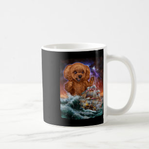 Monster Poodle Dog als Kraken valt een oorlogsschi Koffiemok