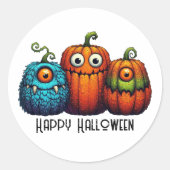 Monster Pumpkins Ronde Sticker (Voorkant)