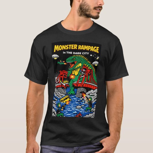 Monster Rampage in Dark City T-shirt (Voorkant)