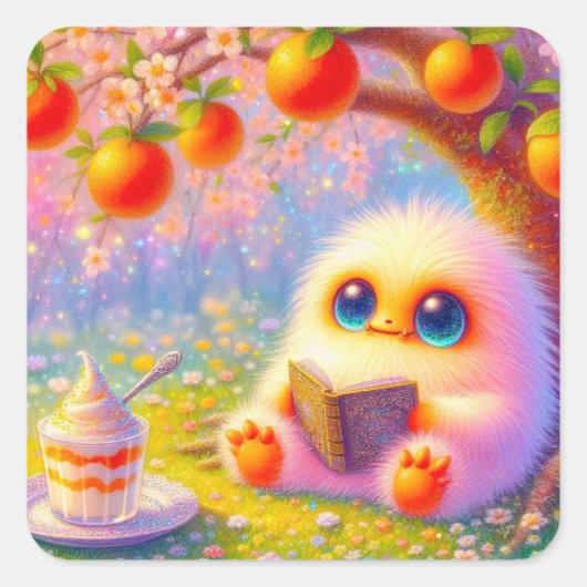 Monster Reader Vierkante Sticker (Voorkant)